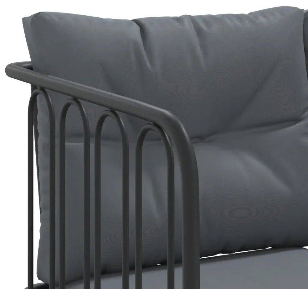 Conjunto de sofás de jardim c/ almofadões aço/textilene preto