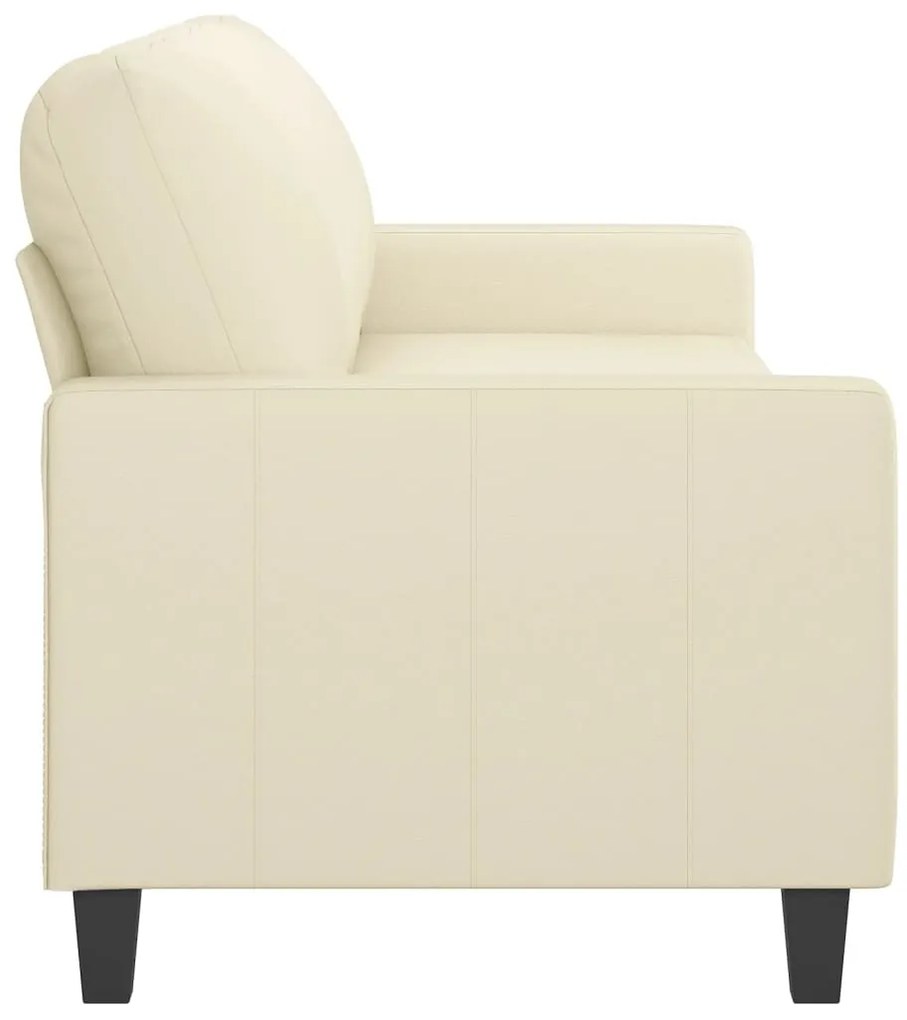 Sofá de 3 lugares 180 cm couro artificial cor creme