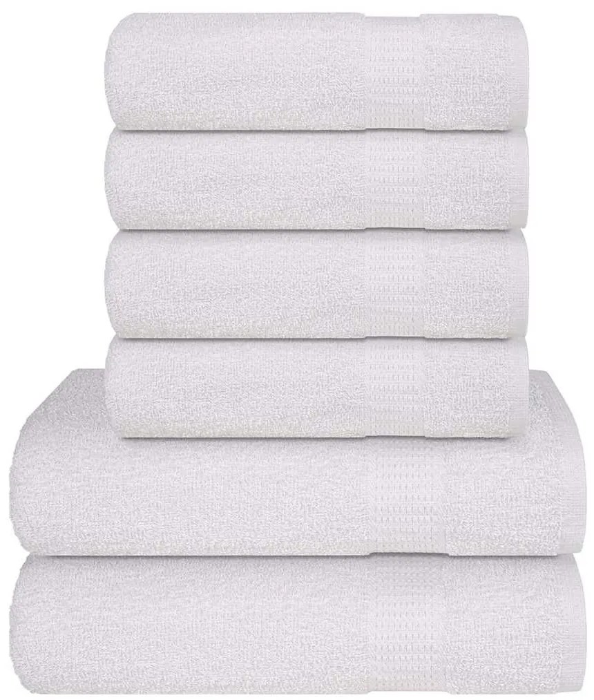 vidaXL 6pcs Conjunto de toalhas FROGN 100% algodão branco