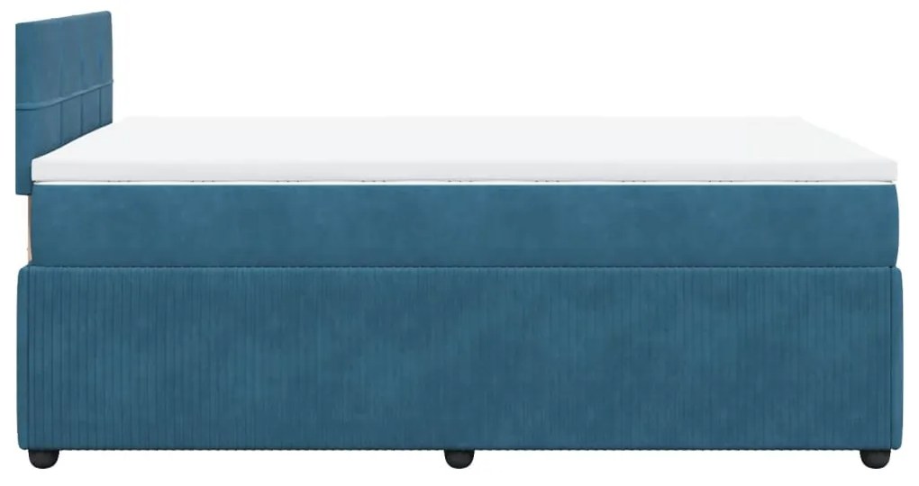 Cama boxspring com colchão 120x200 cm veludo azul