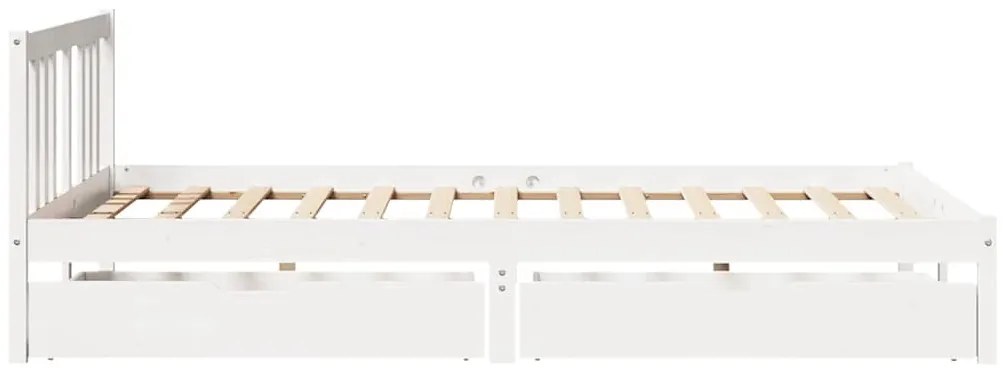 Cama sem colchão 140x200 cm madeira de pinho maciça branco