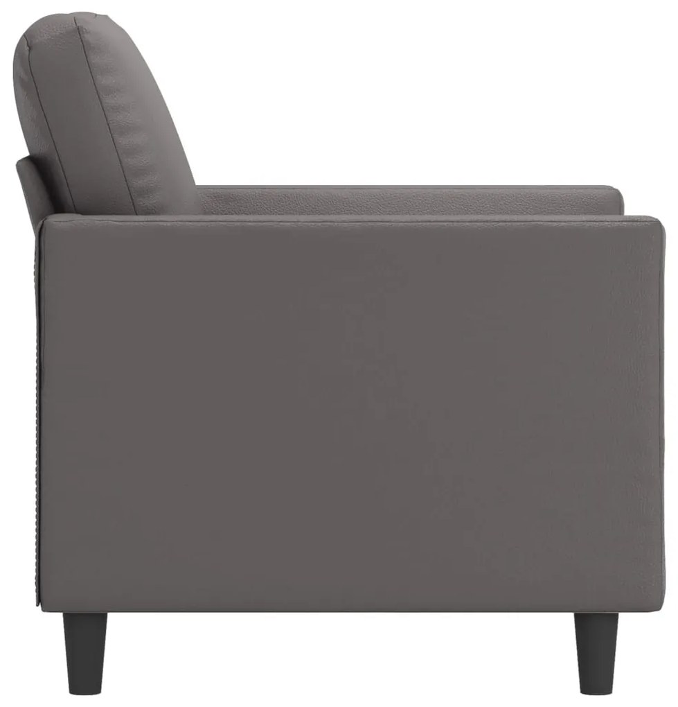 Poltrona 60 cm couro artificial cinzento