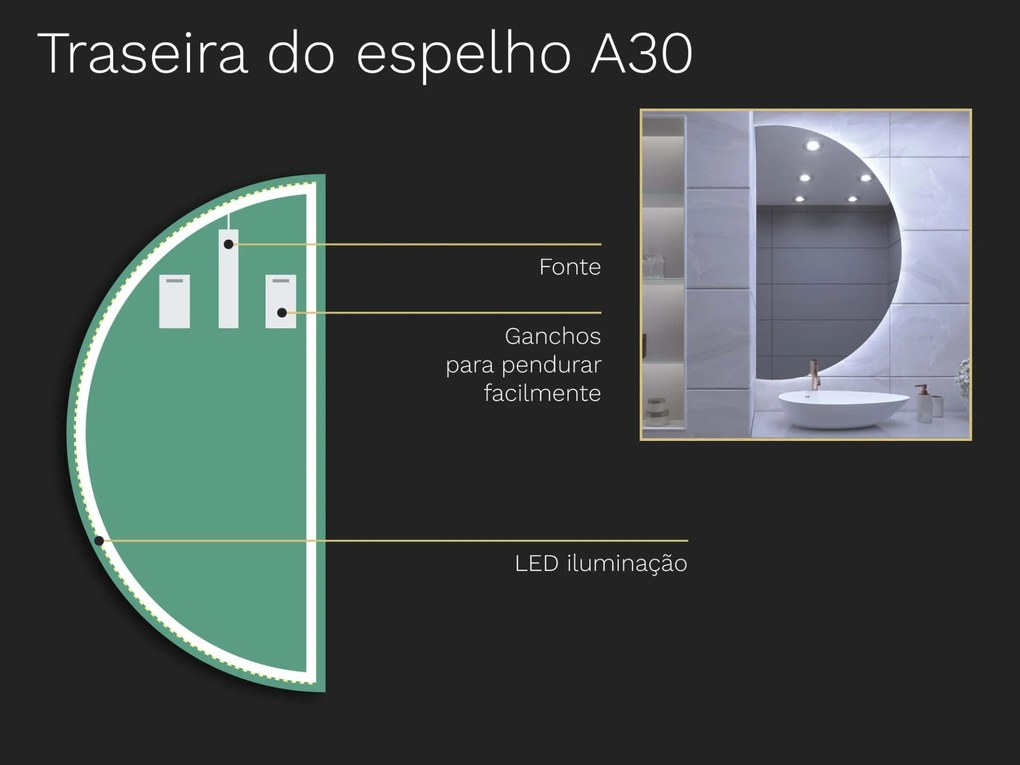 Espelho atípico com iluminação A30