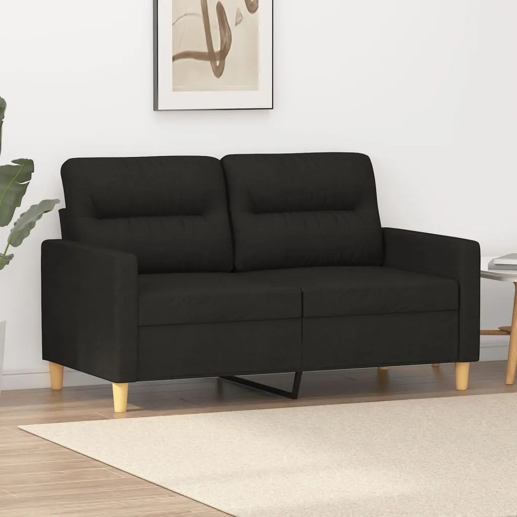 Sofá de 2 lugares tecido 120 cm preto