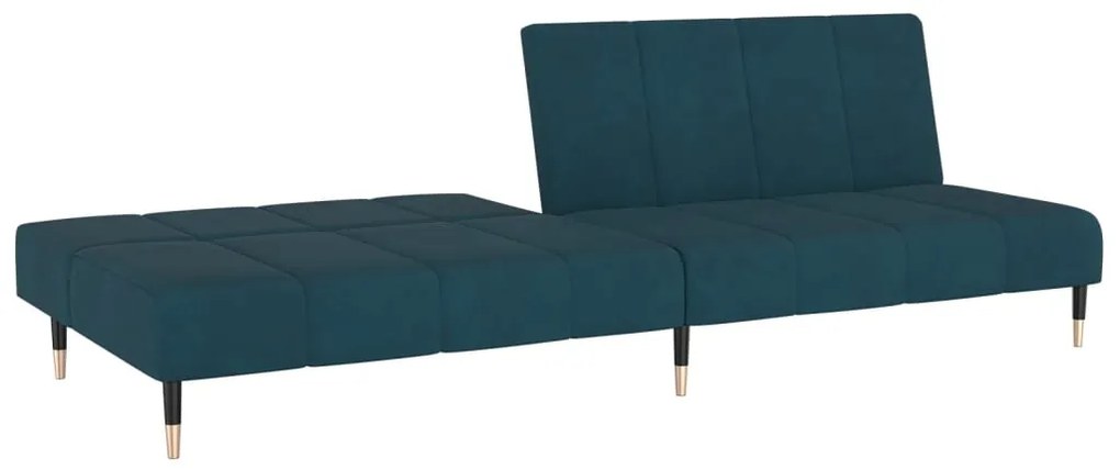 Sofá-cama de 2 lugares veludo azul