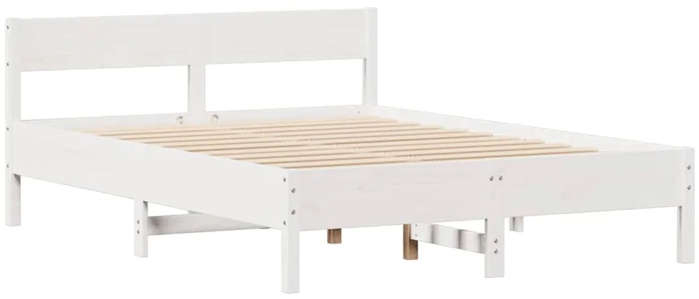 Cama sem colchão 150x200 cm madeira de pinho maciça branco