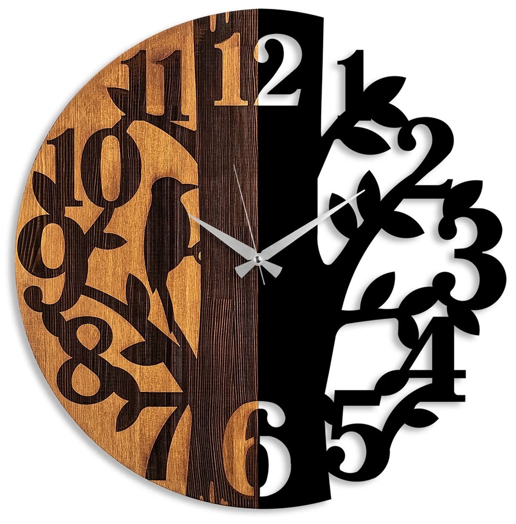 Relógio de Parede Decorativo Mas-071 – Nogueira e Preto – 56 cm