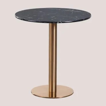 Mesa De Bar Redonda Em Mármore Cosmopolitan Mármore Negro Marquina & Ø70 Cm & Oro Rosa - Sklum