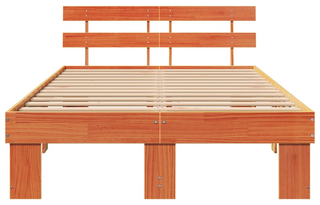 Estrado de Cama com Cabeceira Castanho Encerado 140x190 cm de Madeira