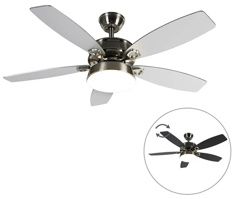 Ventilador de teto em aço com comando remoto incl. LED - Malaki