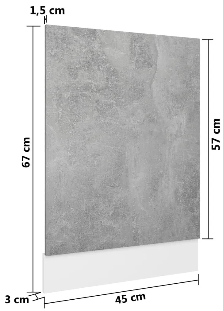 Painel máquina lavar louça 45x3x67cm derivados madeira cinzento