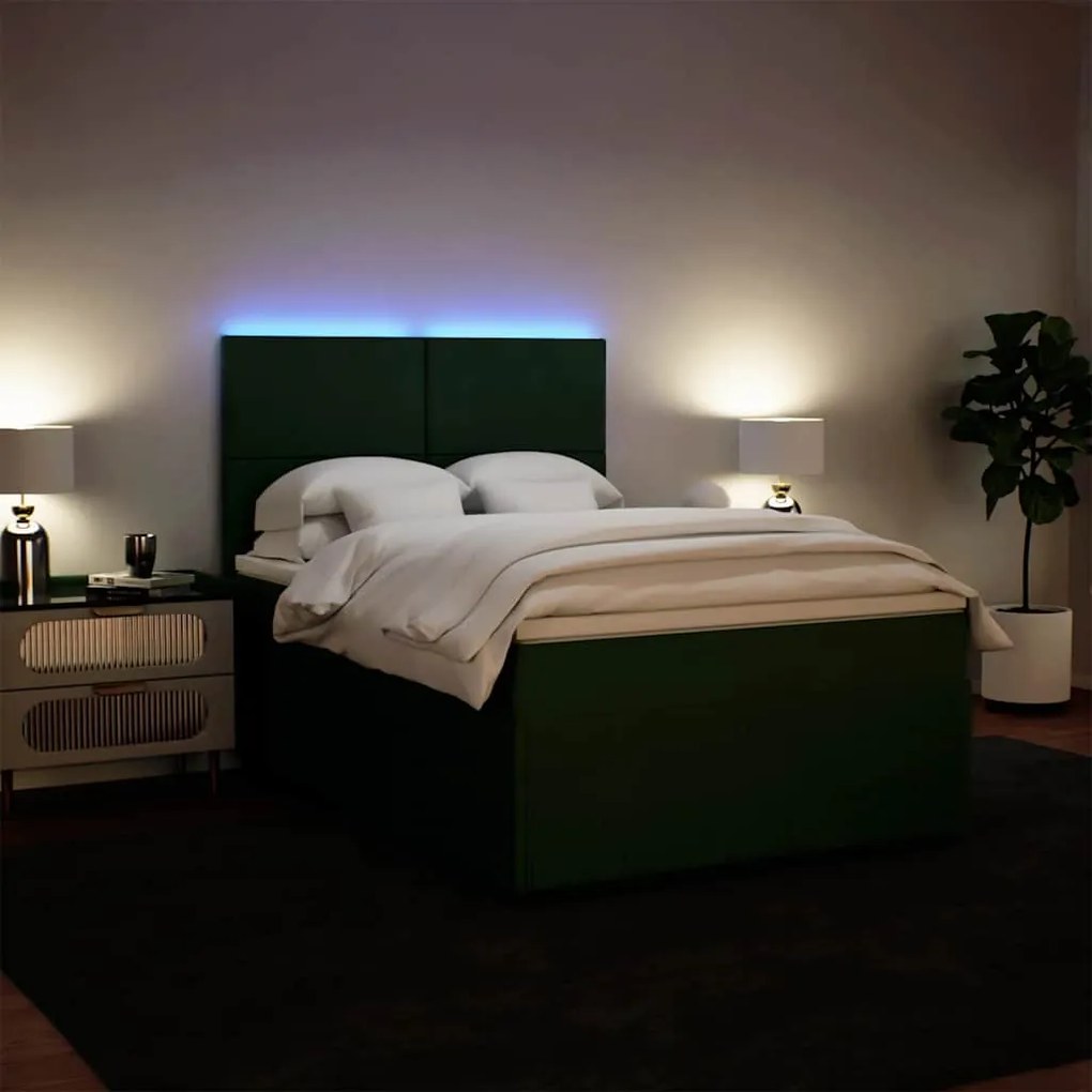 Cama com molas/colchão 160x200 cm veludo verde-escuro