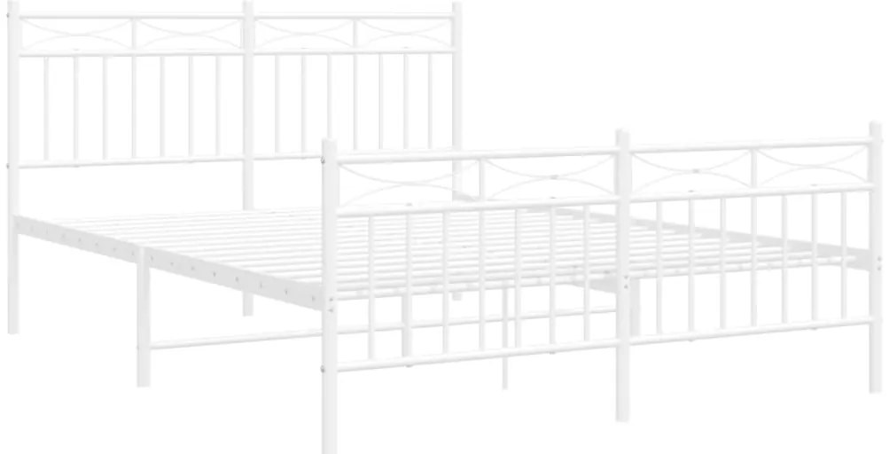 Estrutura de cama com cabeceira e pés 140x190 cm metal branco