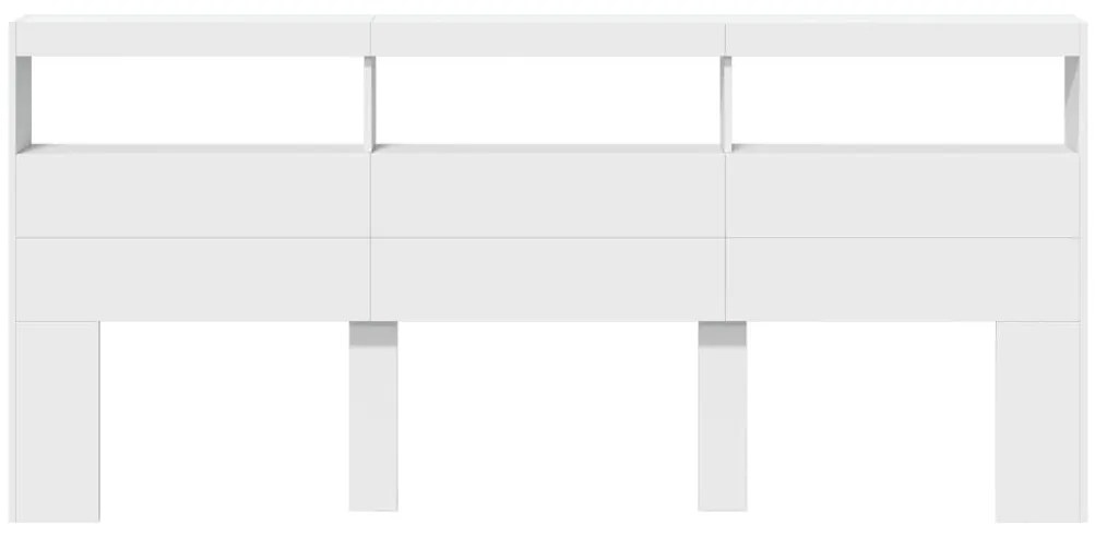 Armário de cabeceira com luzes LED 220x17x102 cm branco
