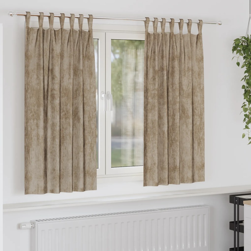 vidaXL Cortinas de Veludo 2 pcs com Ilhós Champagne 175x140 cm