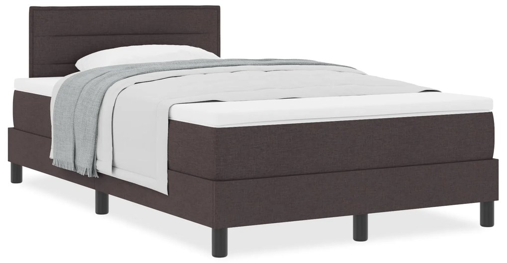 Cama Box Spring com Colchão Castanho Escuro 120x190 cm Tecido