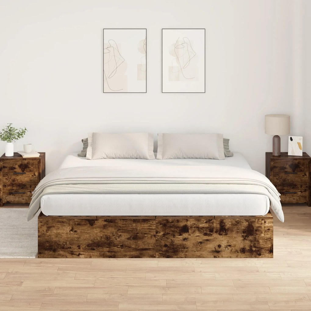 Cama com Armazenamento Fumê 180x200 cm