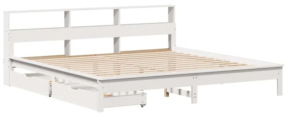 Cama com estante sem colchão 200x200 cm pinho maciço branco