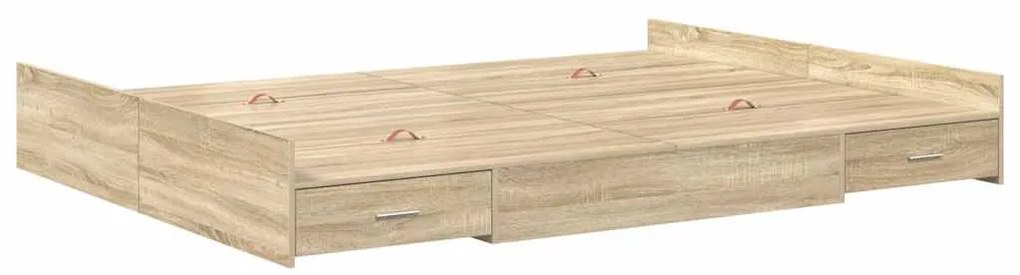 Estrado de cama com arrumação Carvalho sonoma 140 x 190 cm