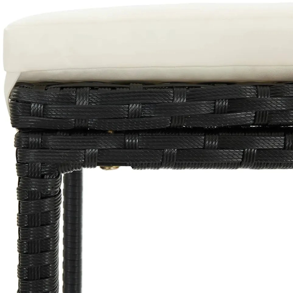 Bancos de bar com almofadões 6 pcs vime PE preto