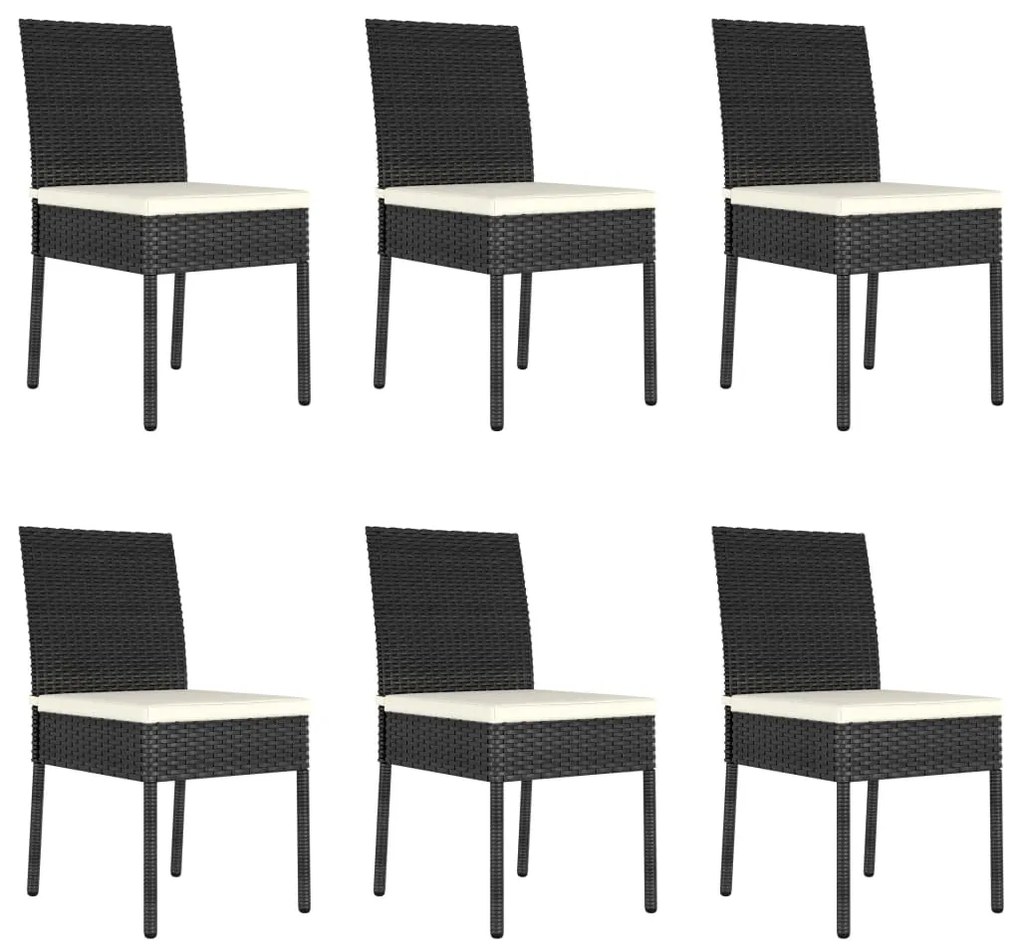 7 pcs conjunto de jantar para jardim vime PE preto