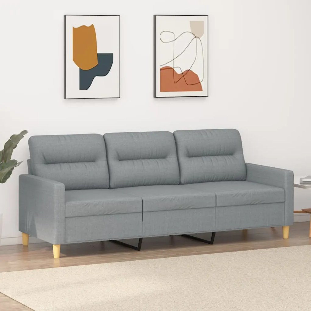 359243 vidaXL Sofá de 3 lugares 180 cm tecido cinza-claro