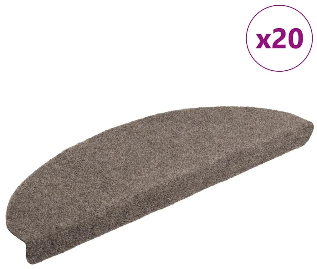 vidaXL Tapetes de escada autoadesivos 20 peças 65x21x4 cm bege semicircular grande