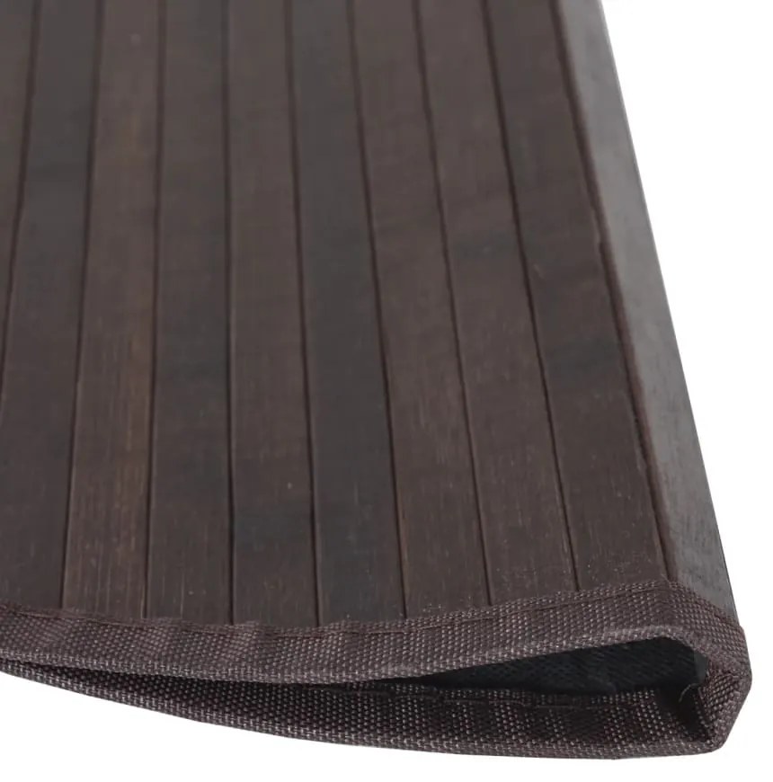 Tapete redondo 80 cm bambu castanho-escuro