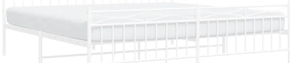 Estrutura de cama com cabeceira e pés 200x200 cm metal branco