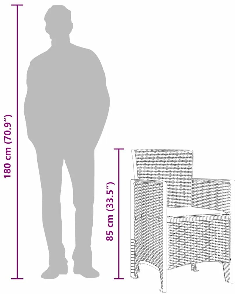 Conjunto de Cadeiras de Jardim 4 pcs Branco 53 x 49 x 85 cm
