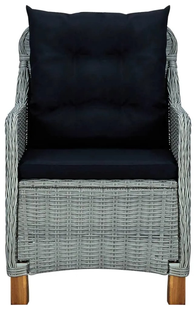 3 pcs conjunto de jantar para jardim cinzento-claro