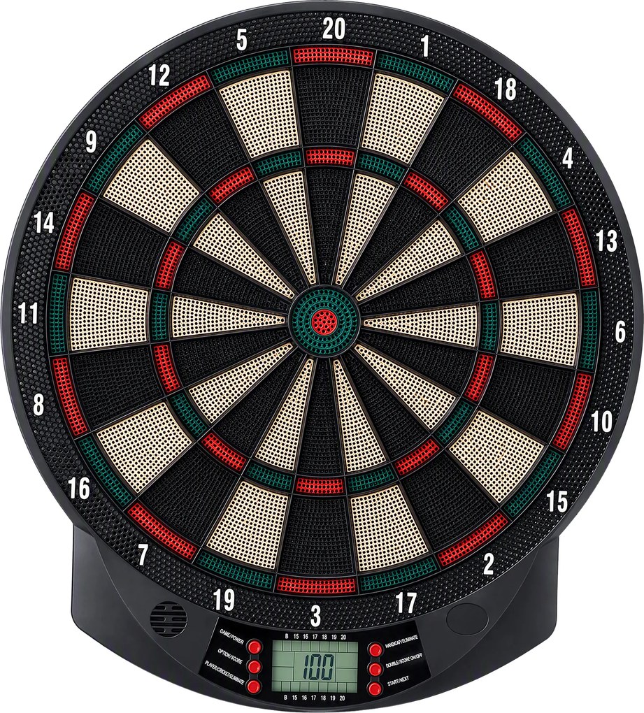HOMCOM Alvo Eletrónico com 6 Dardos e 30 Pontas, Ecrã LCD, 26 Jogos e 185 Variações, para 8 Jogadores | Aosom Portugal