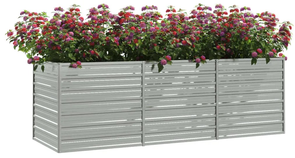 Canteiro elevado de jardim 240x80x77cm aço galvanizado prateado