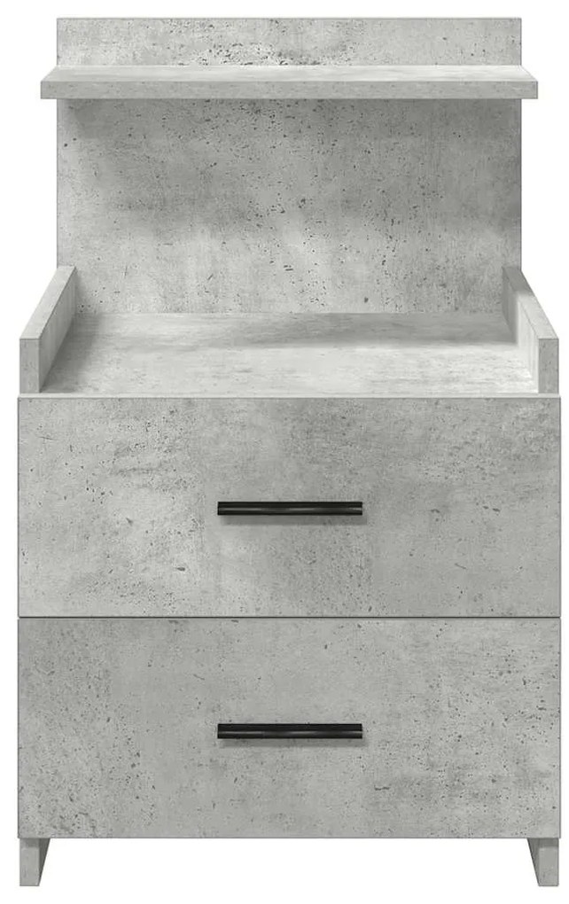 Mesas de cabeceira 2 peças com 2 gavetas cinza concreto 40x36,5x62 cm