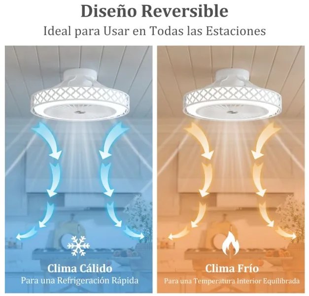 Ventoinha de teto com iluminação de 48 cm, temperatura de cor ajustável, 6 velocidades de vento e controle remoto Branca
