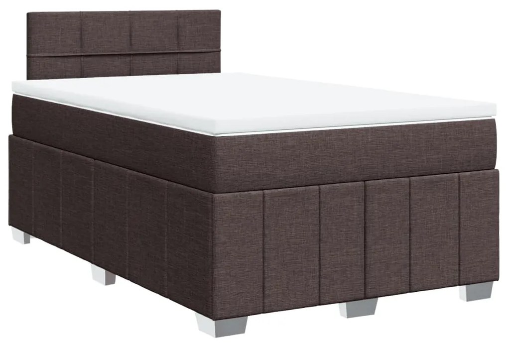 Cama boxspring com colchão 120x190 cm tecido castanho-escuro