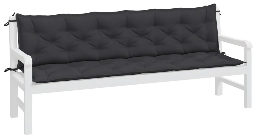 Almofadões banco jardim 2 pcs 200x50x7cm tecido oxford preto
