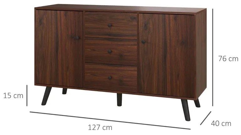 Aparador para Sala de Estar - Buffet Moderno com 2 Portas e 3 Gavetas