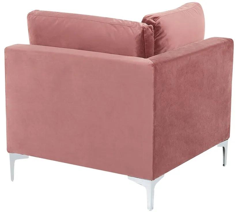 Sofá de canto de 3 lugares em veludo rosa EVJA Beliani
