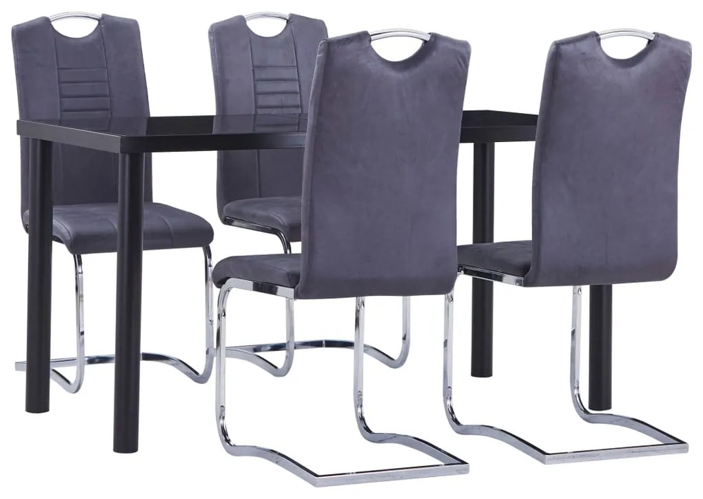 5 pcs conjunto de jantar camurça artificial cinzento
