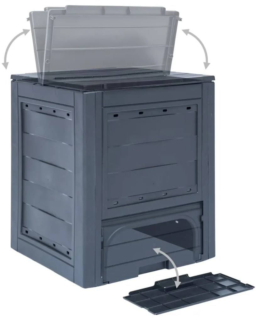 Compostor de jardim 60x60x73 cm 260 L cinzento