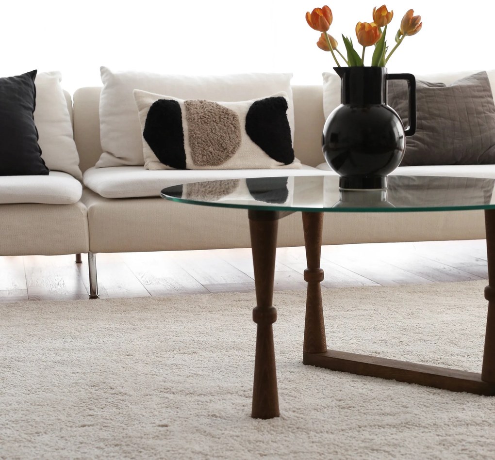 Mesa de Café Yuvarlak Cam Orta Sehpa S301 – Nogueira – 80x41x80 cm