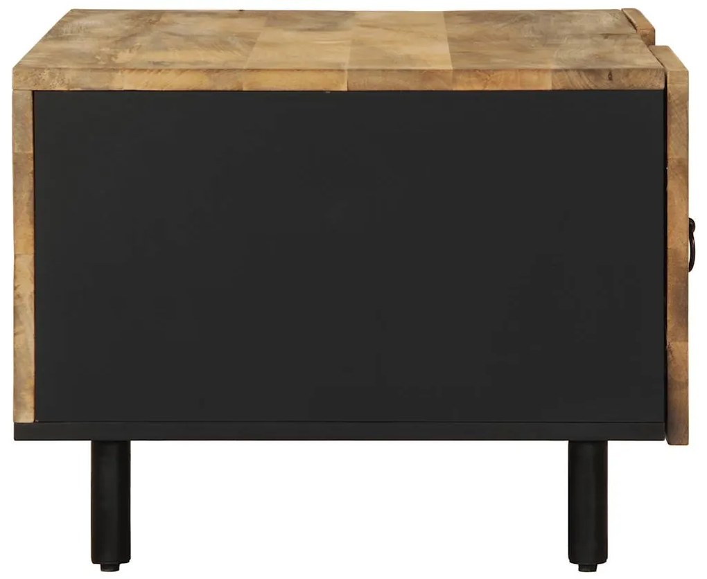 Mesa centro 100x54x40 cm madeira mangueira áspera maciça preto