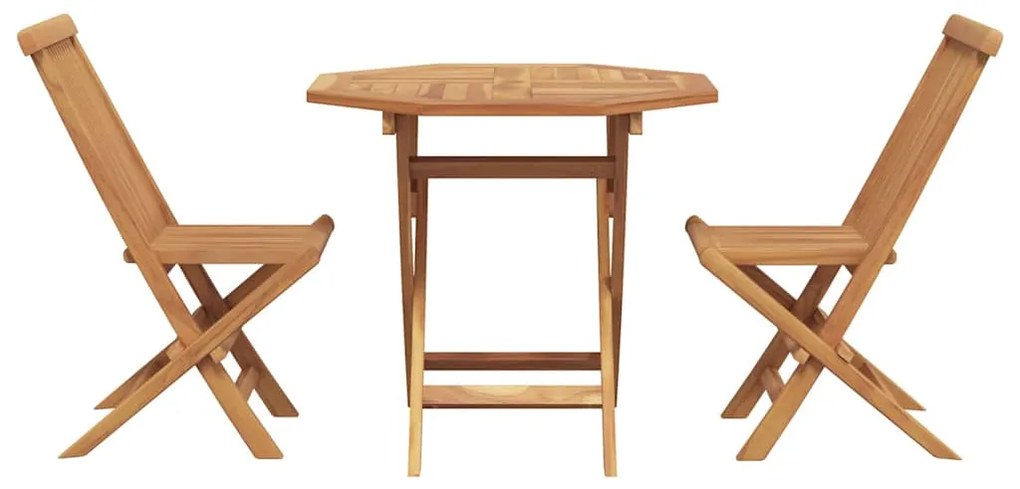 Conjunto Bistro de Jardim Dobrável de 3 Peças de Madeira Sólida de Acá