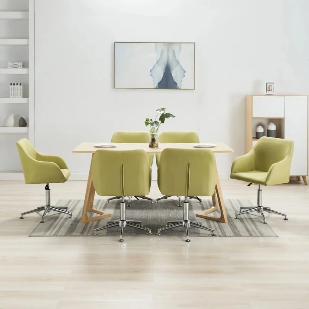 vidaXL Cadeiras de jantar giratórias 6 pcs tecido verde