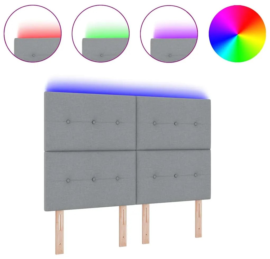 Cabeceira LED Cinza Claro 72 cm Tecido