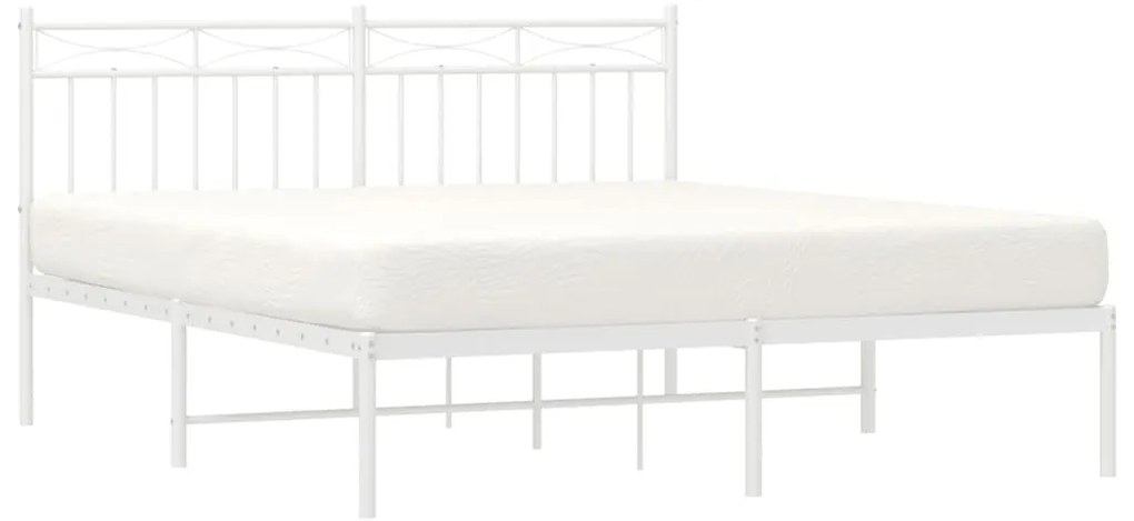 Estrutura de cama com cabeceira 150x200 cm metal branco