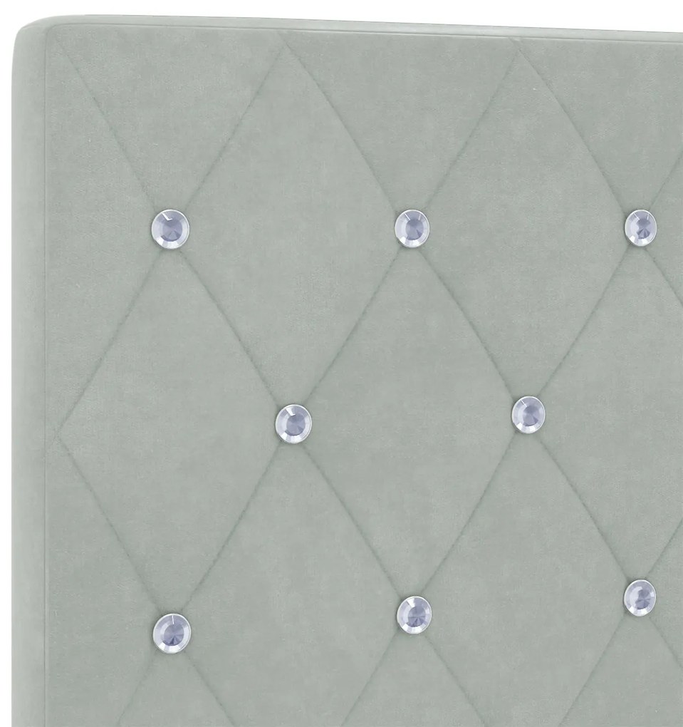 Cabeceira com Botão de Cristal Tufted Cinza Claro 160 cm Veludo
