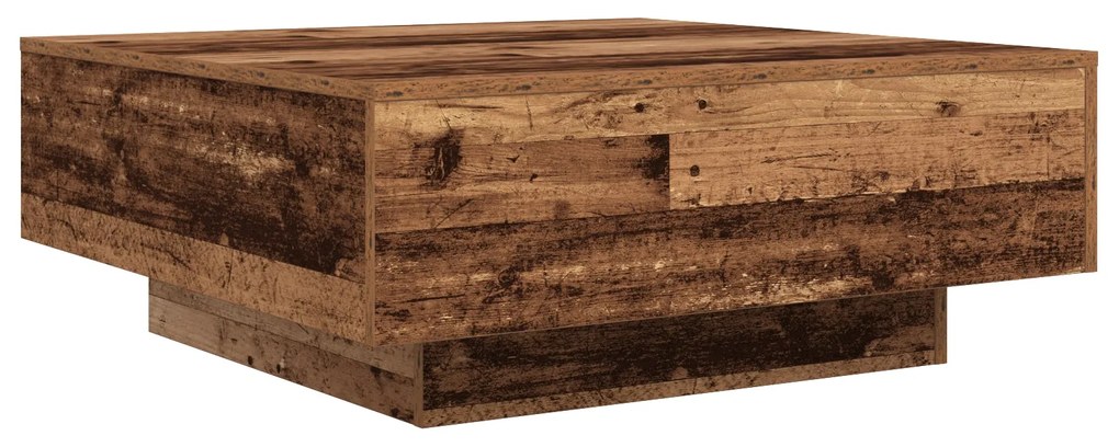 Mesa de Centro vidaXL com Luzes LED Madeira Antiga 80x80x31 cm