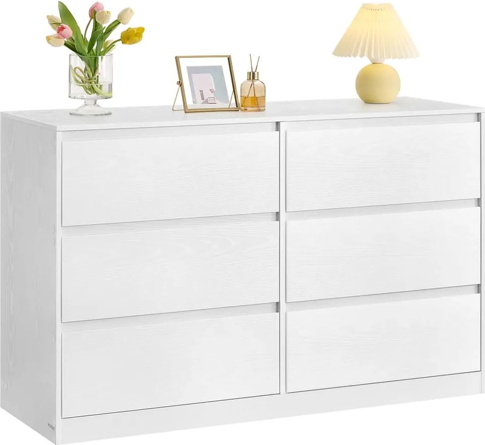 Cómoda Kailyn com seis gavetas para quarto 40 x 119,4 x 75 cm Branco